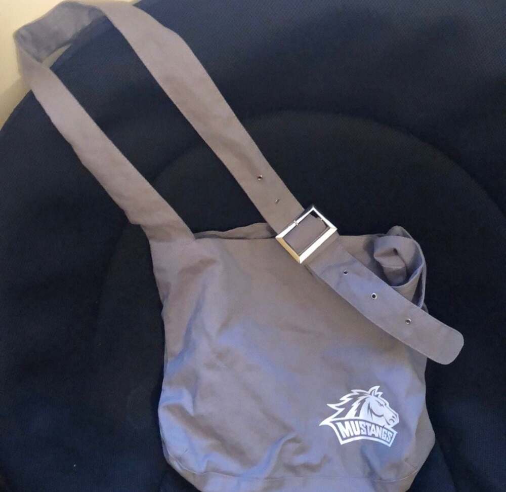 Western Mustangs Canvas Messenger Bag Grey Adjustable Buckle Strap - Picture 3 of 3
